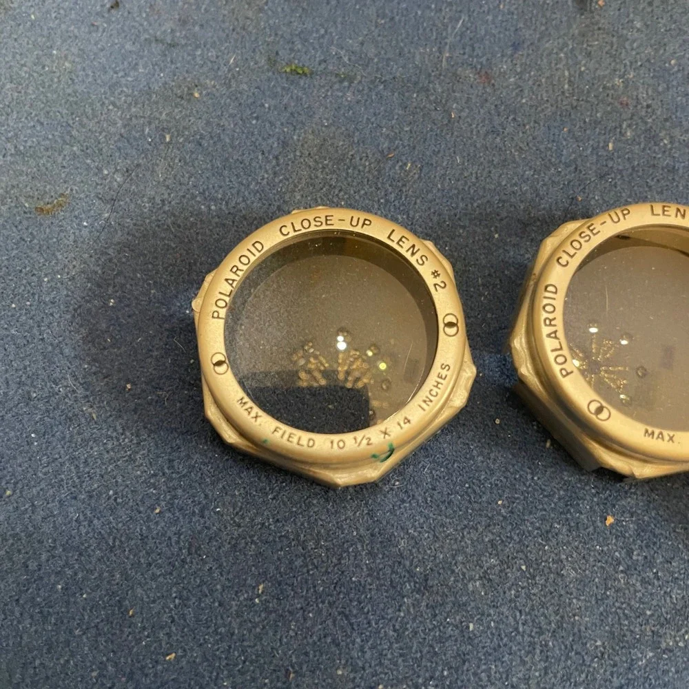 Polaroid Close-Up Lens Set #1 #2‎ #3 with Vintage Brown Leather Case